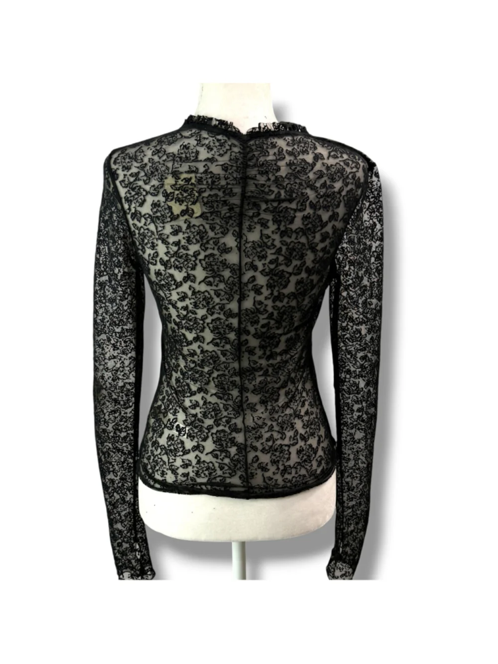 Free People Turning Heads Lacy Top XS Black Floral Lace Sheer Mesh NWT
